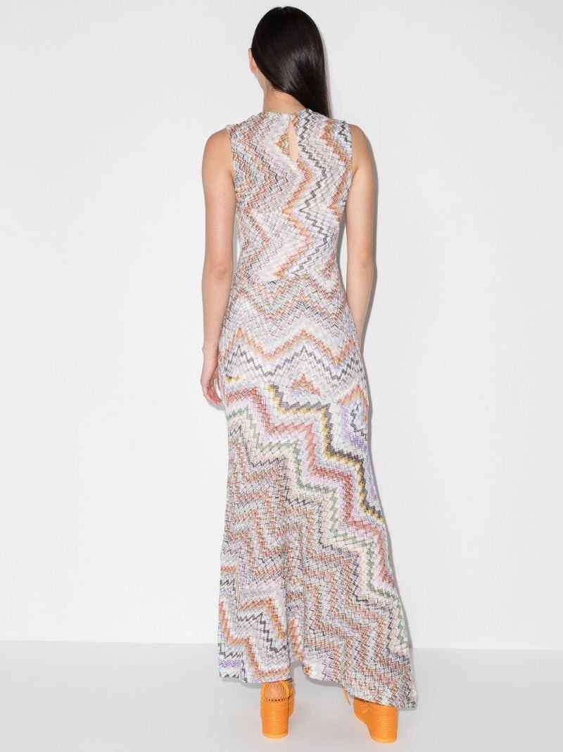 Printed Crochet Knit Maxi Dress