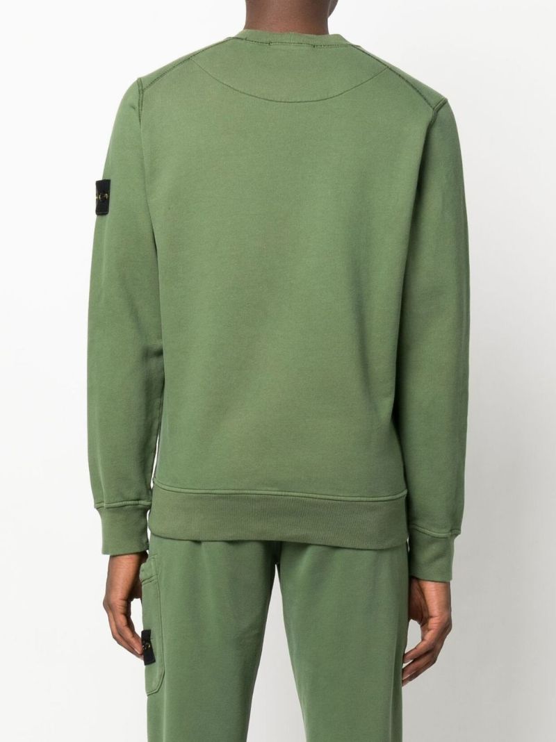 Green Crew Neck Brushed Cotton Sweatshirt