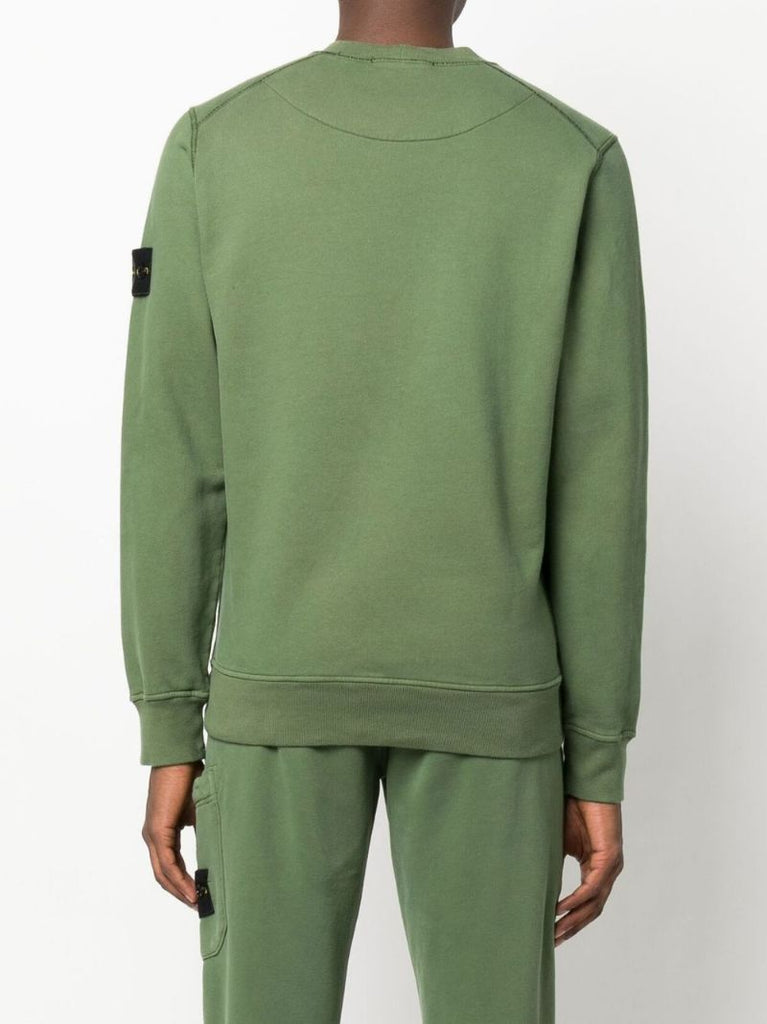 Green Crew Neck Brushed Cotton Sweatshirt