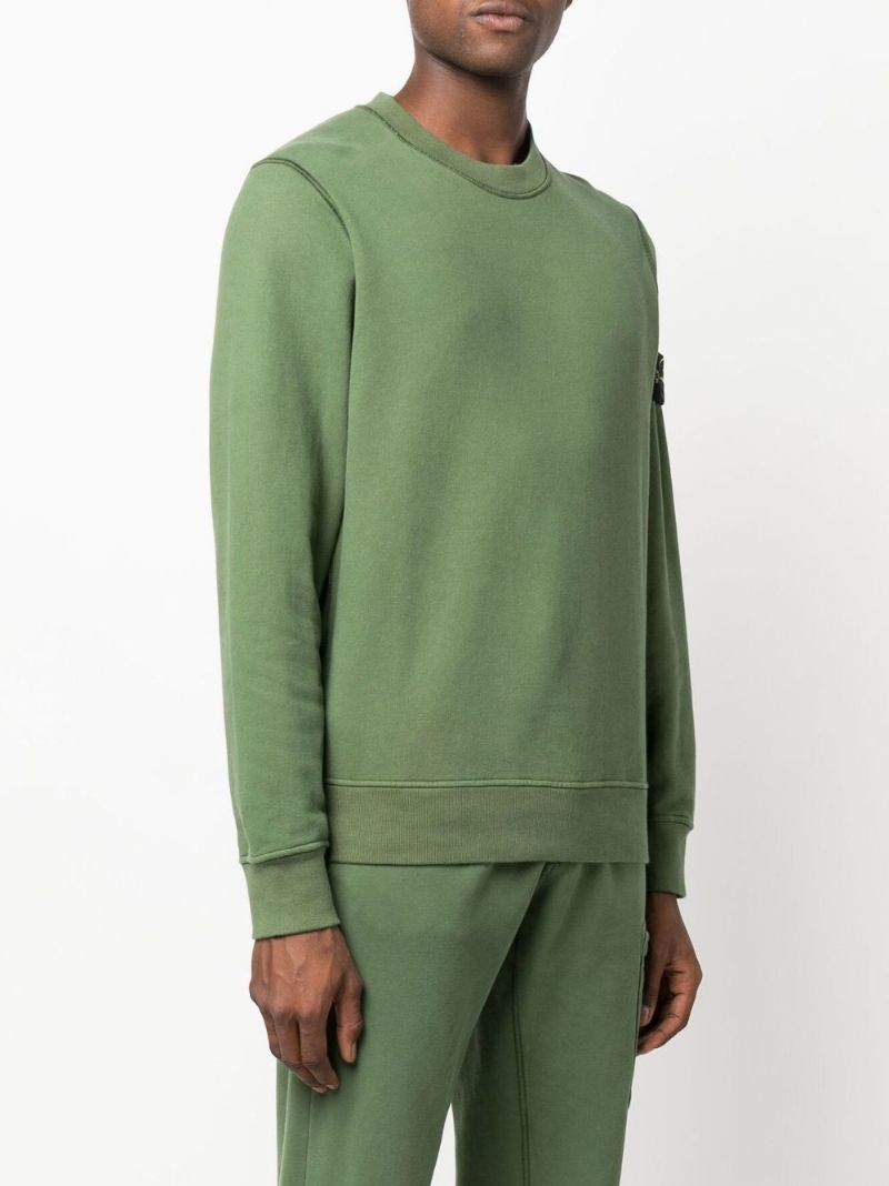 Green Crew Neck Brushed Cotton Sweatshirt