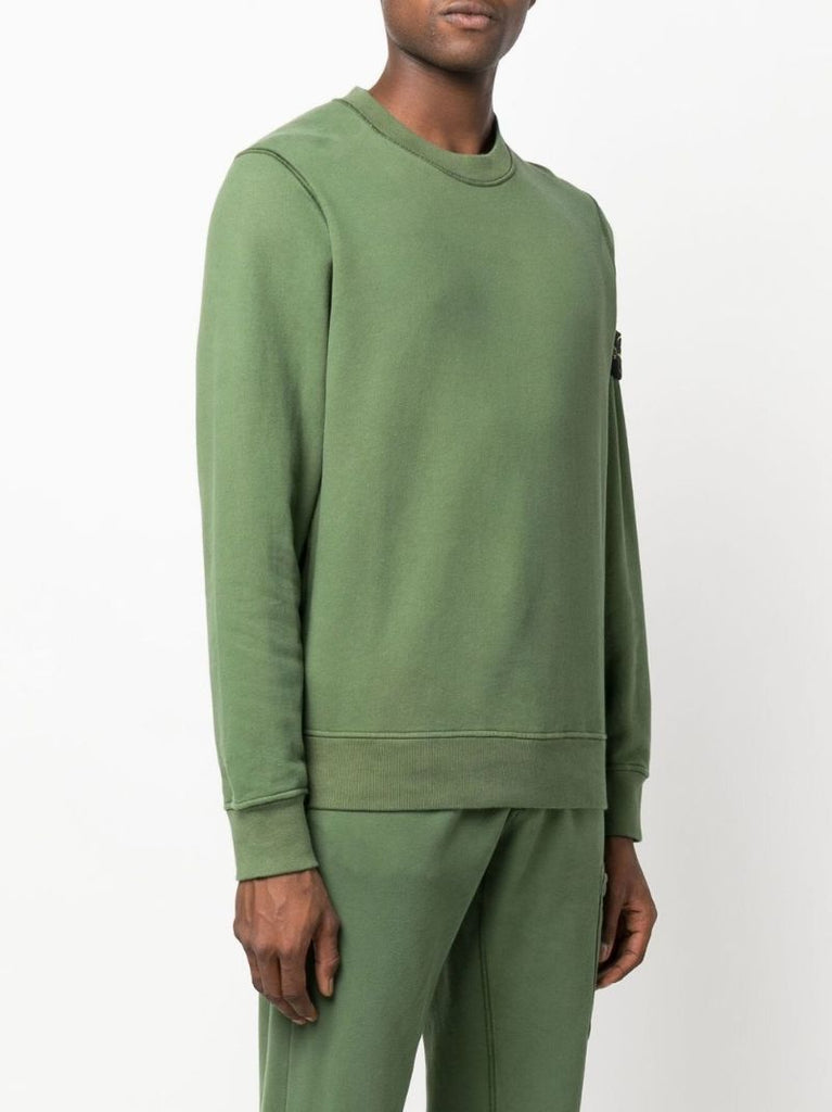 Green Crew Neck Brushed Cotton Sweatshirt