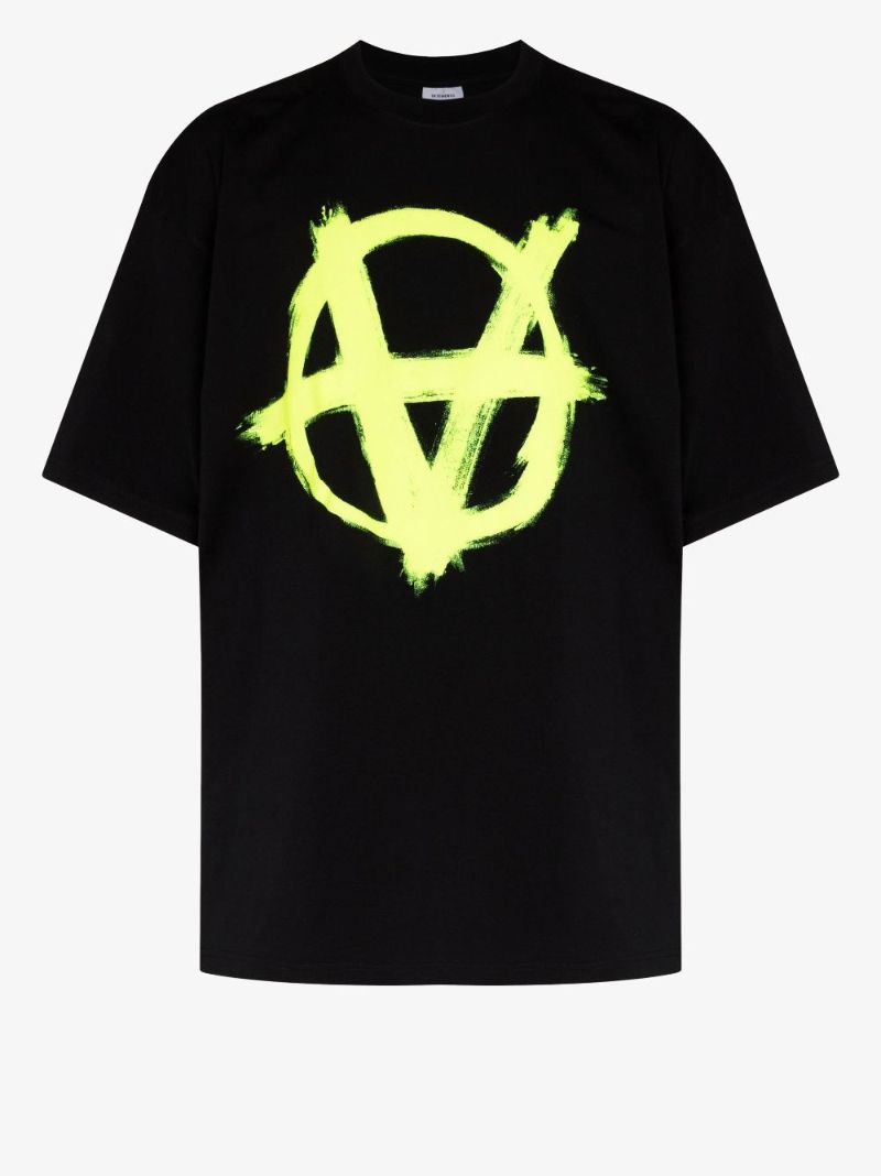 Double Anarchy Logo Print Cotton T-shirt