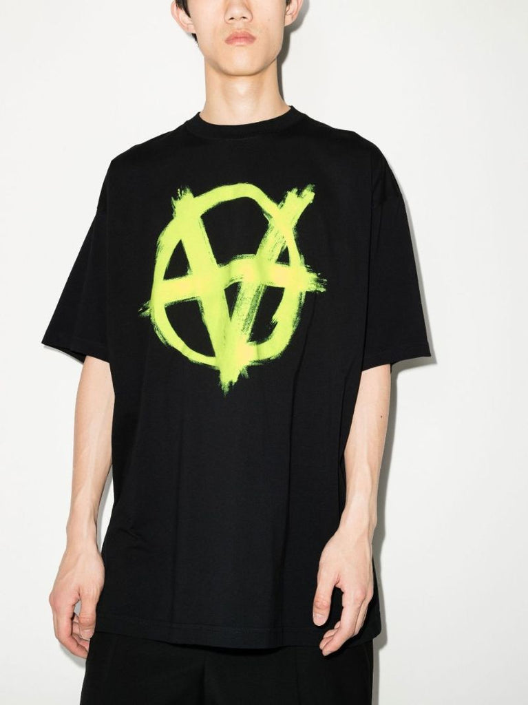 Double Anarchy Logo Print Cotton T-shirt