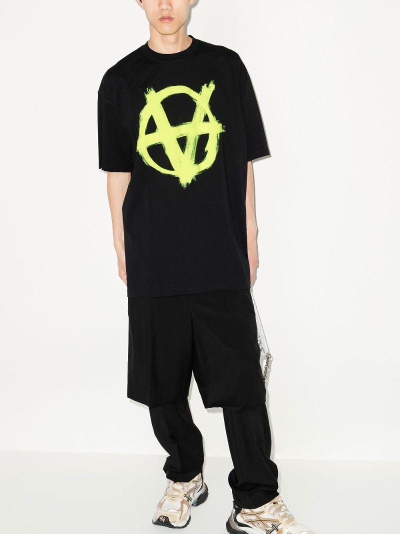 Double Anarchy Logo Print Cotton T-shirt