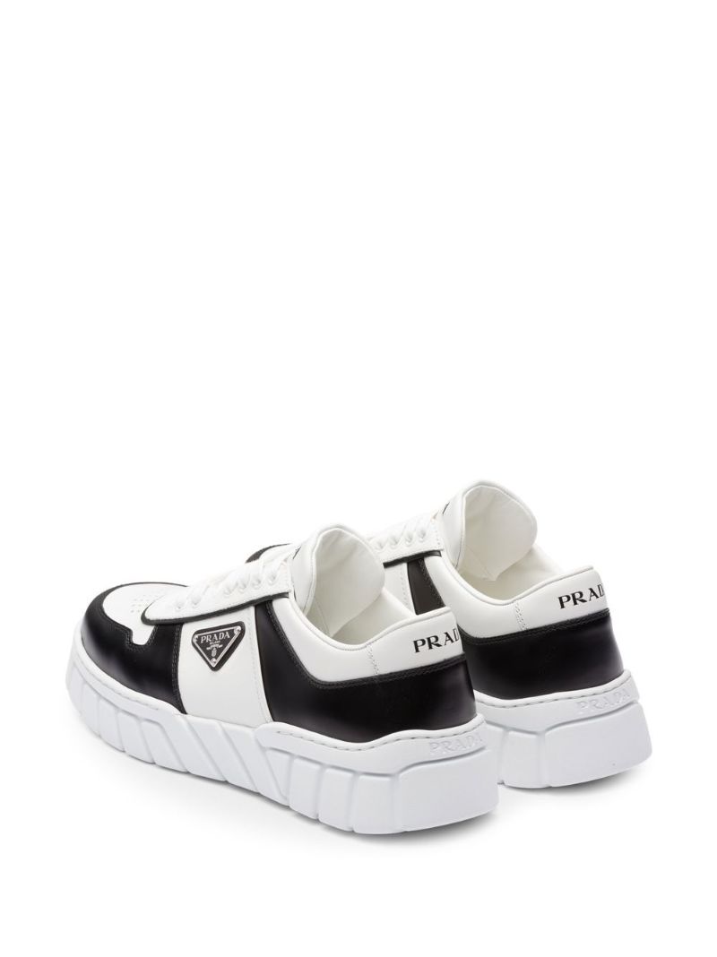 White Logo Plaque Leather Sneakers