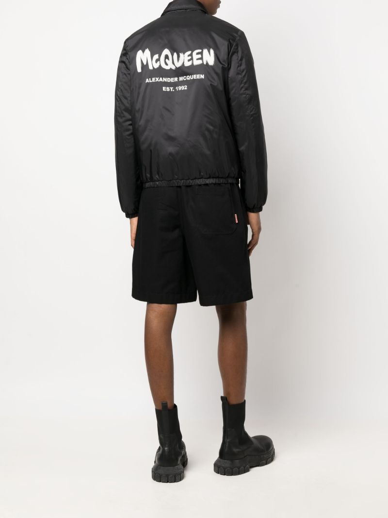 Black Logo Print Bomber Jacket