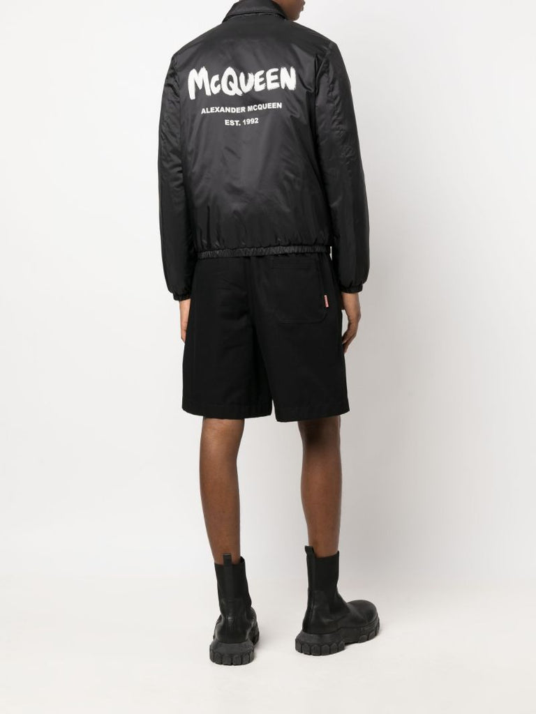 Black Logo Print Bomber Jacket