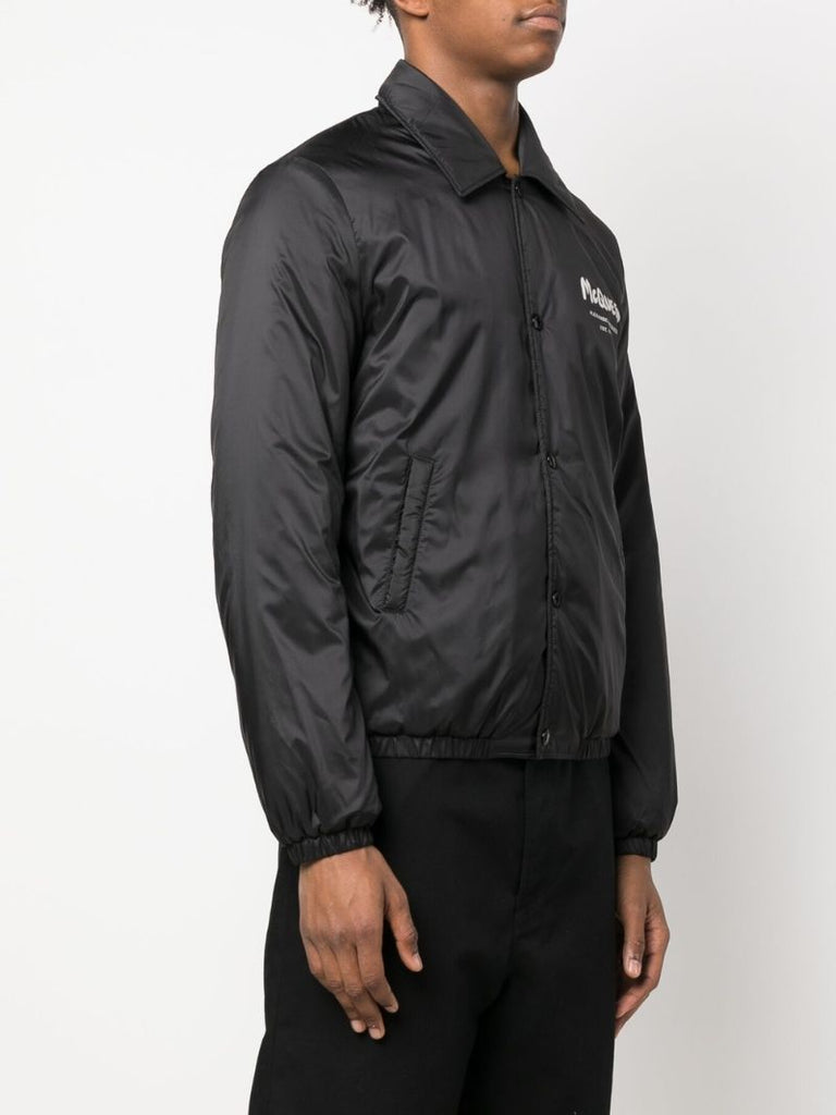 Black Logo Print Bomber Jacket