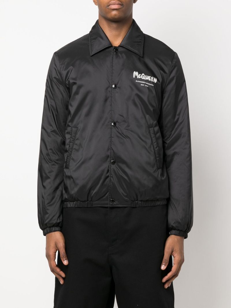 Black Logo Print Bomber Jacket