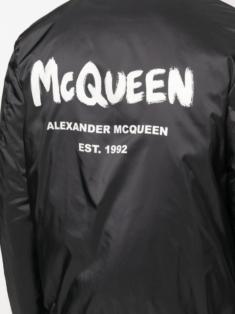 Black Logo Print Bomber Jacket