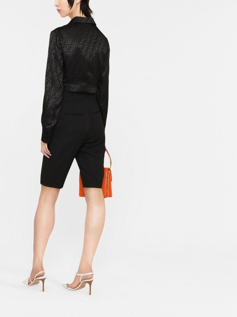 Black Ff Logo Cropped Silk Shirt