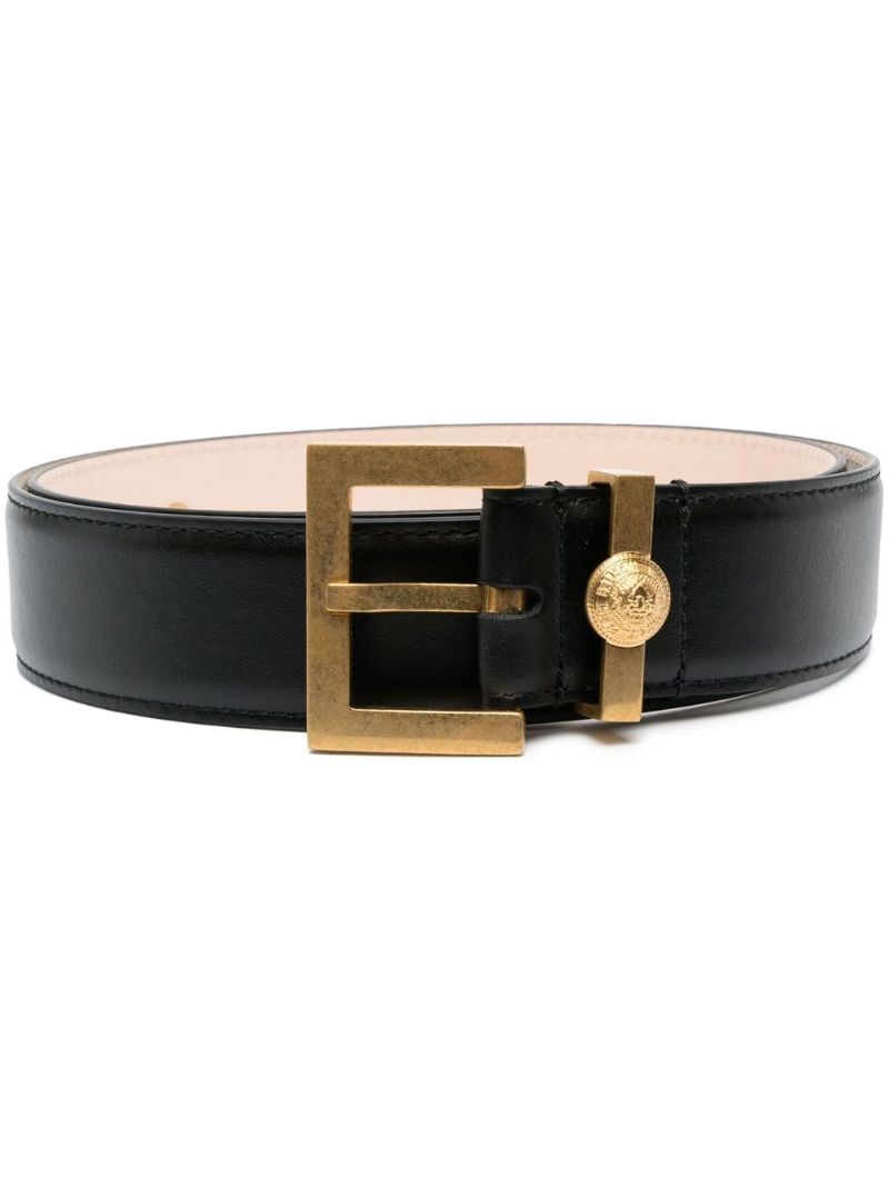 Black Coin Leather Belt