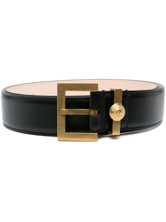 Black Coin Leather Belt