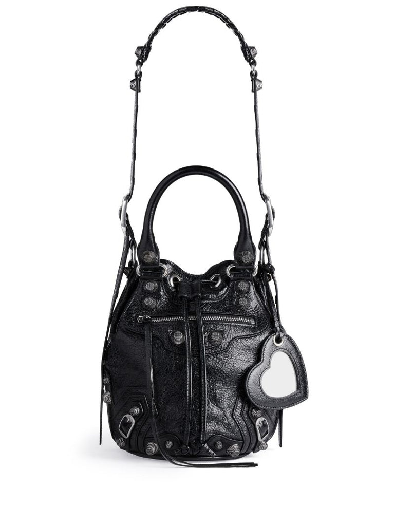 Black Le Cagole Leather Bucket Bag
