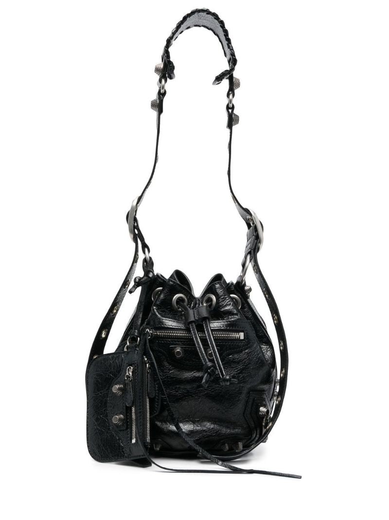 Black Le Cagole Mini Leather Bucket Bag