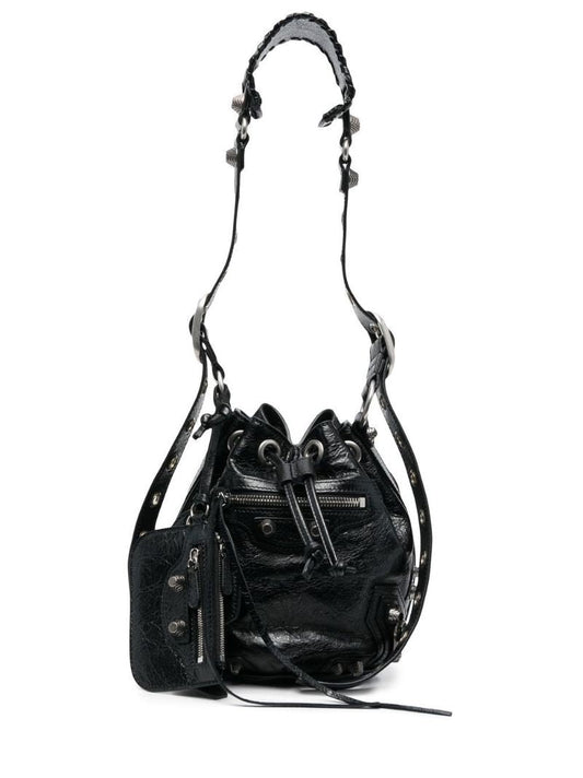 Black Le Cagole Mini Leather Bucket Bag