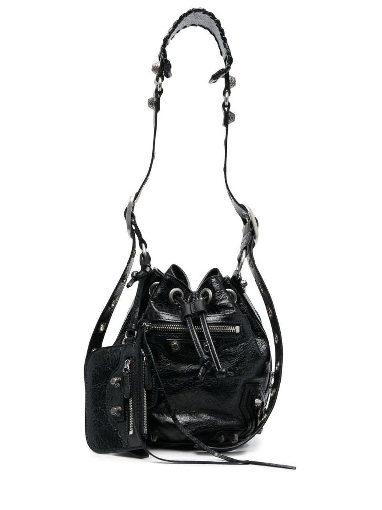 Black Le Cagole Mini Leather Bucket Bag