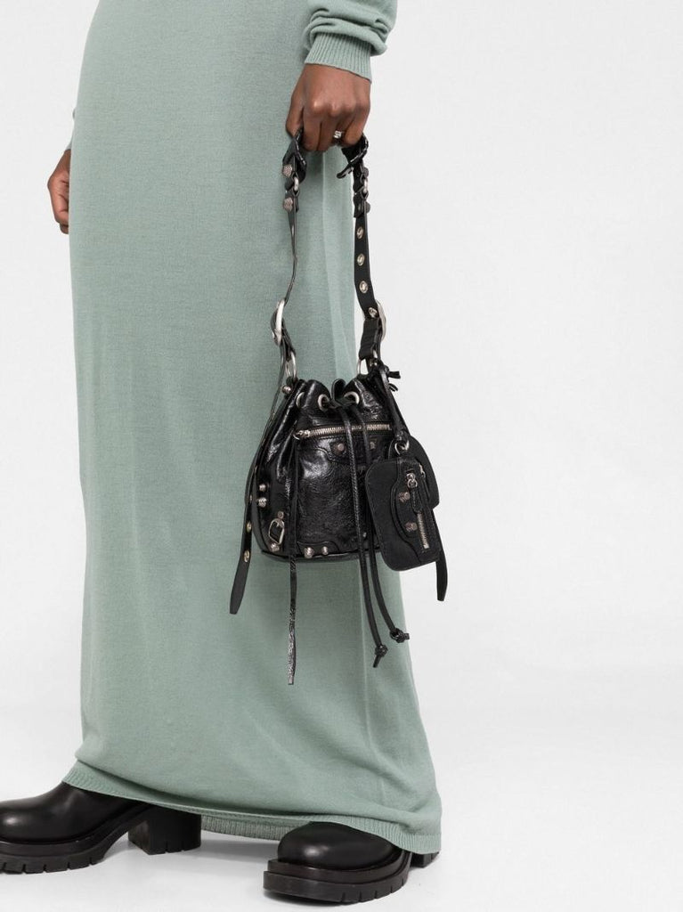 Black Le Cagole Mini Leather Bucket Bag
