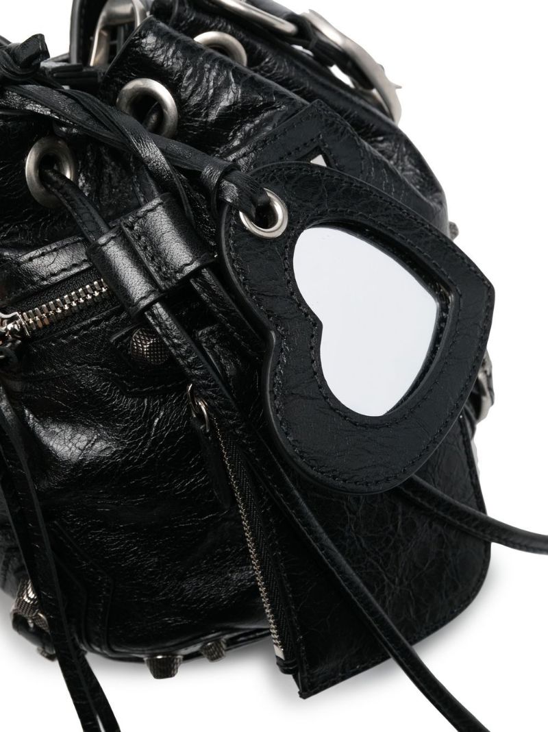 Black Le Cagole Mini Leather Bucket Bag