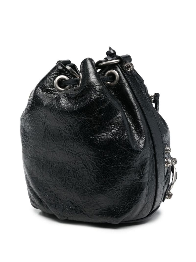 Black Le Cagole Mini Leather Bucket Bag