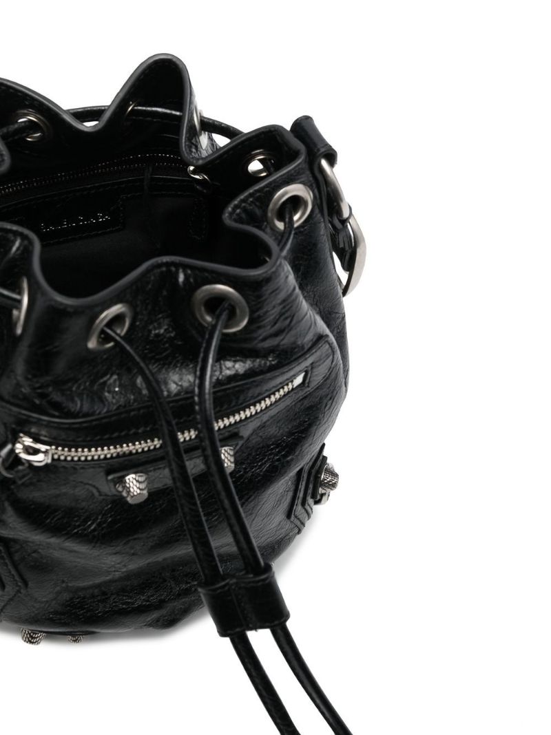 Black Le Cagole Mini Leather Bucket Bag