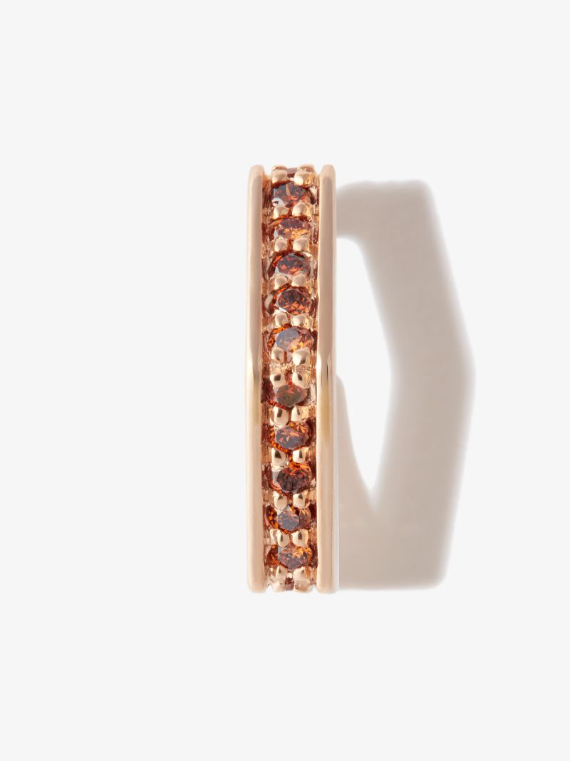 18k Rose Gold Fortis Small Hexagon Diamond Hoop Earring