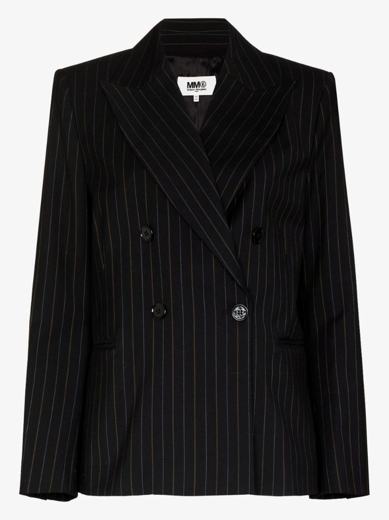 Black Pinstripe Double-breasted Blazer