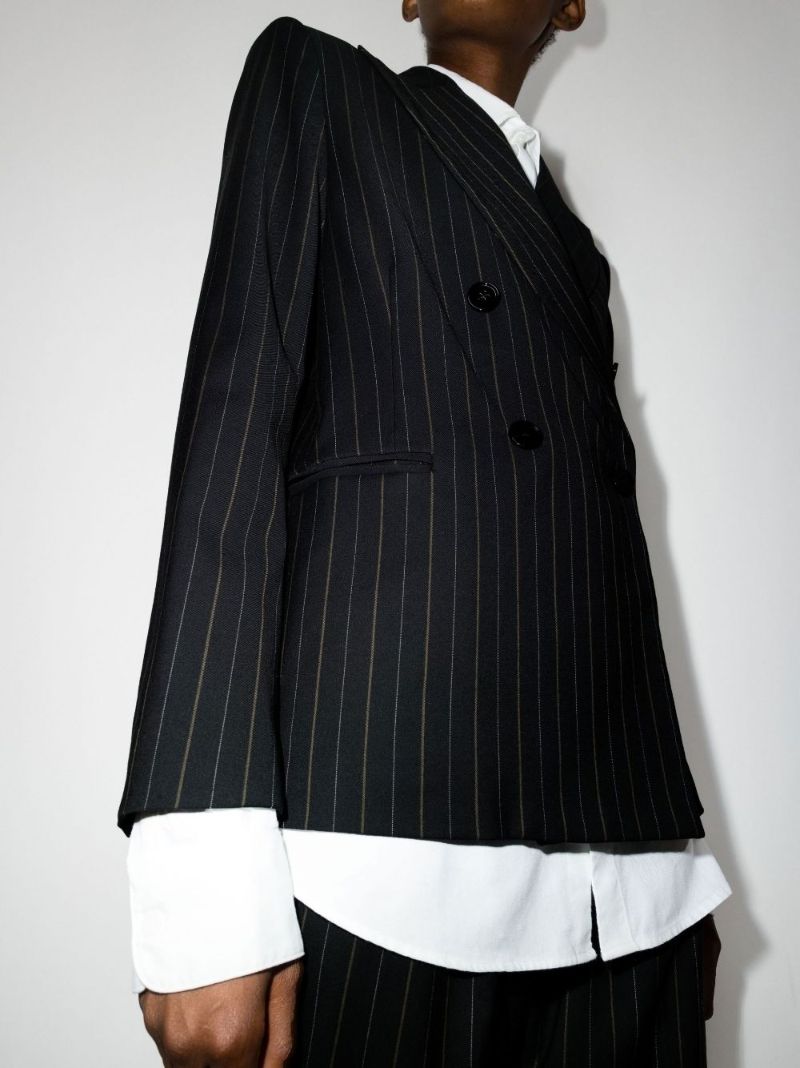 Black Pinstripe Double-breasted Blazer