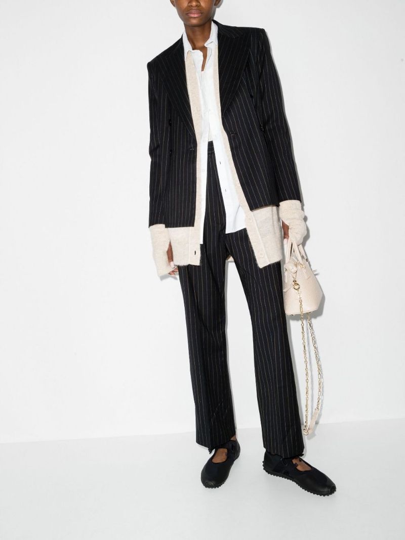 Black Pinstripe Double-breasted Blazer