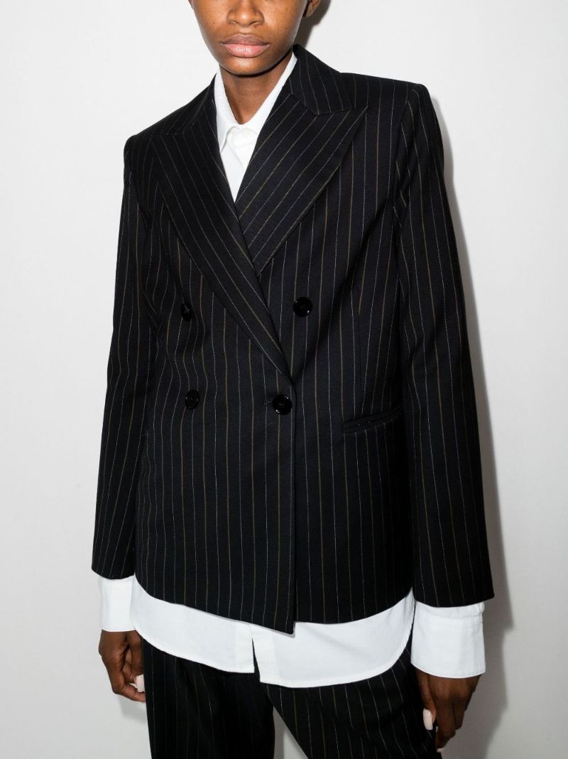 Black Pinstripe Double-breasted Blazer