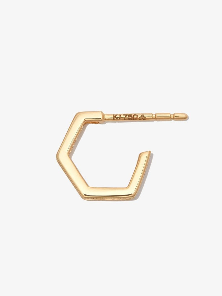18k Yellow Gold Fortis Small Hexagon Diamond Hoop Earring