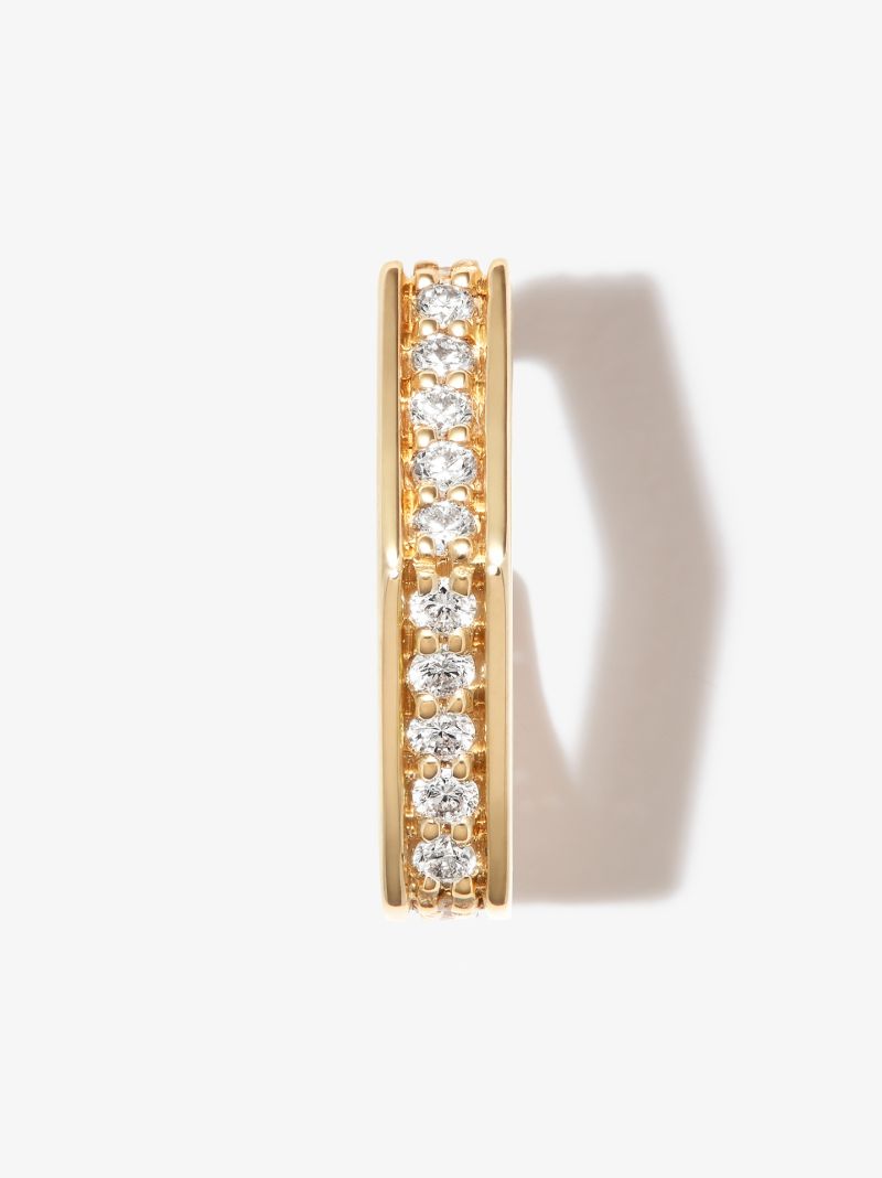 18k Yellow Gold Fortis Small Hexagon Diamond Hoop Earring