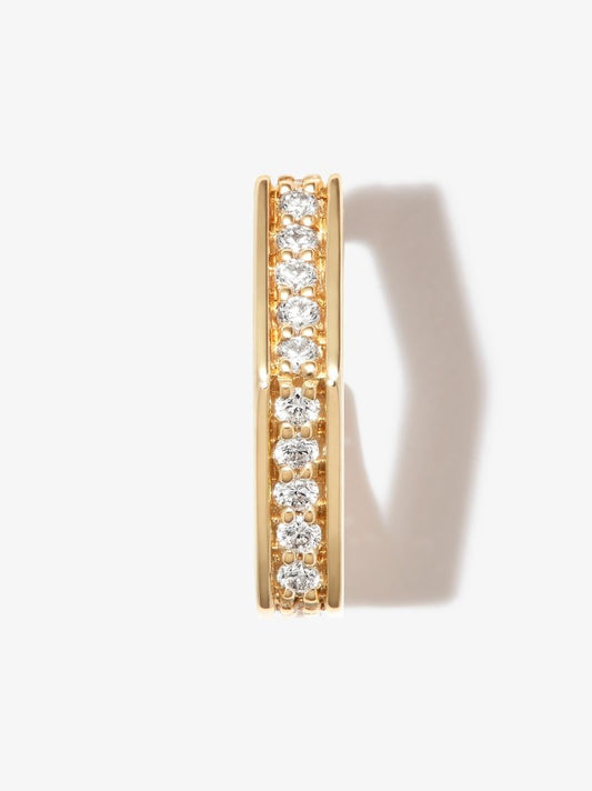 18k Yellow Gold Fortis Small Hexagon Diamond Hoop Earring
