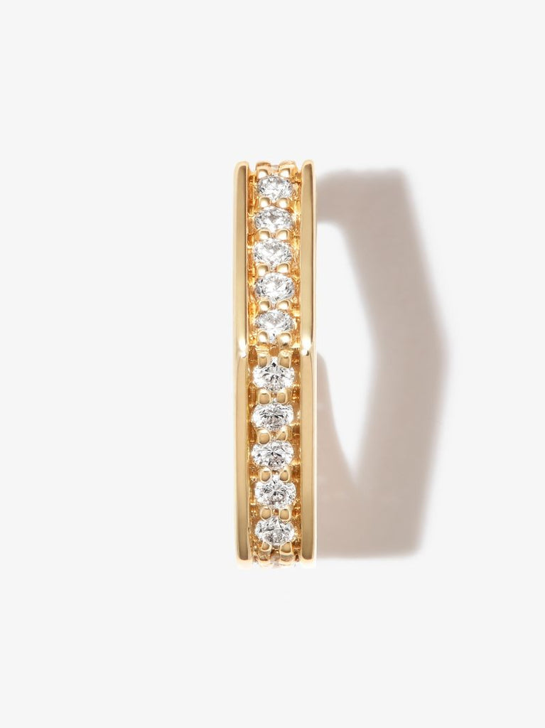 18k Yellow Gold Fortis Small Hexagon Diamond Hoop Earring