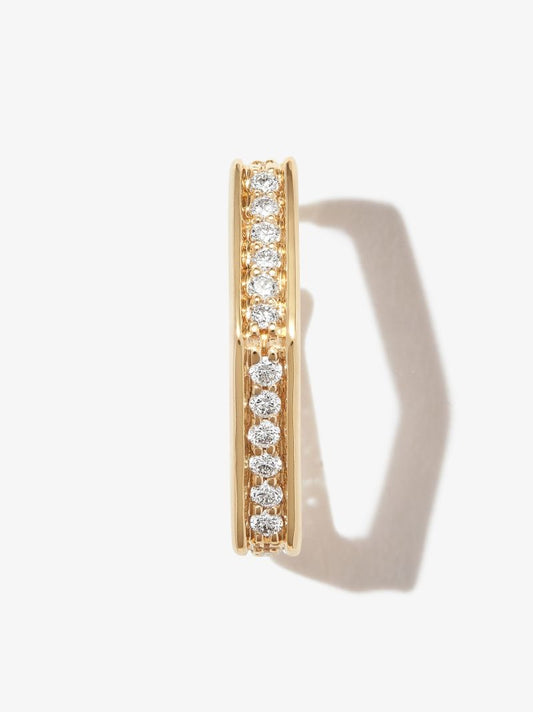 18k Yellow Gold Fortis Medium Hexagon Diamond Hoop Earring