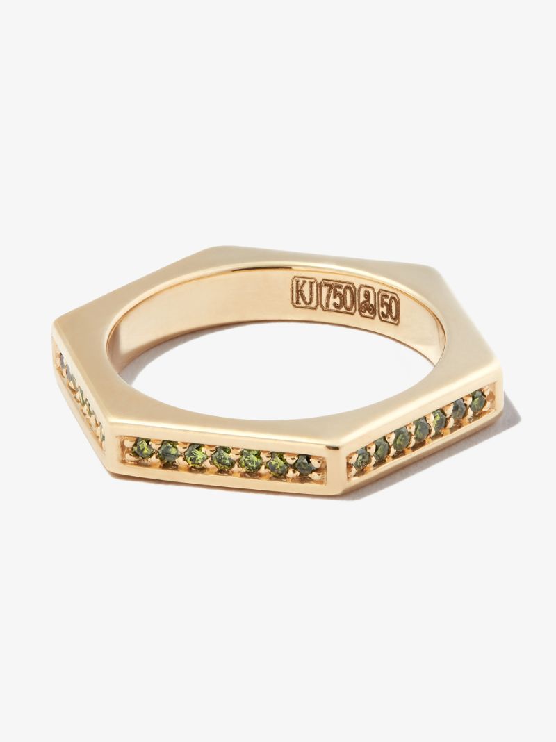 18k Yellow Gold Fortis Hexagon Diamond Ring