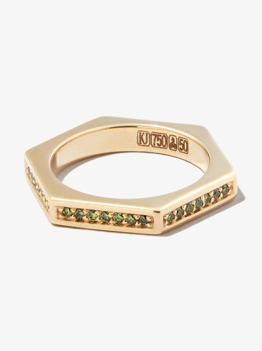 18k Yellow Gold Fortis Hexagon Diamond Ring