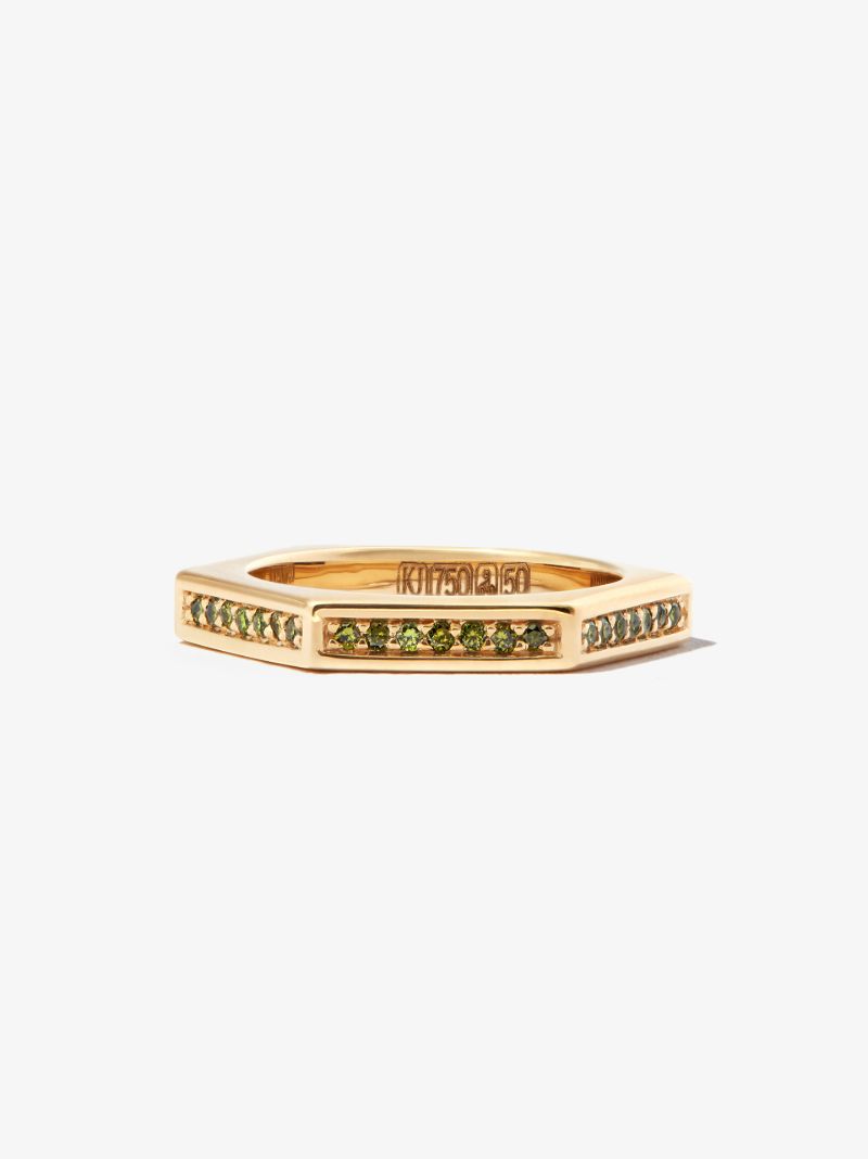 18k Yellow Gold Fortis Hexagon Diamond Ring