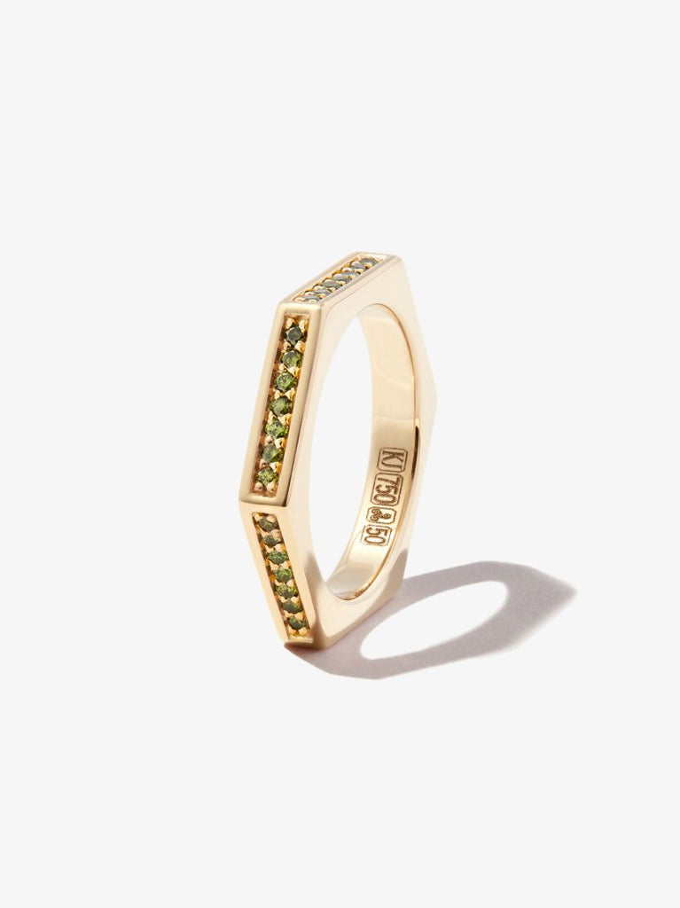 18k Yellow Gold Fortis Hexagon Diamond Ring