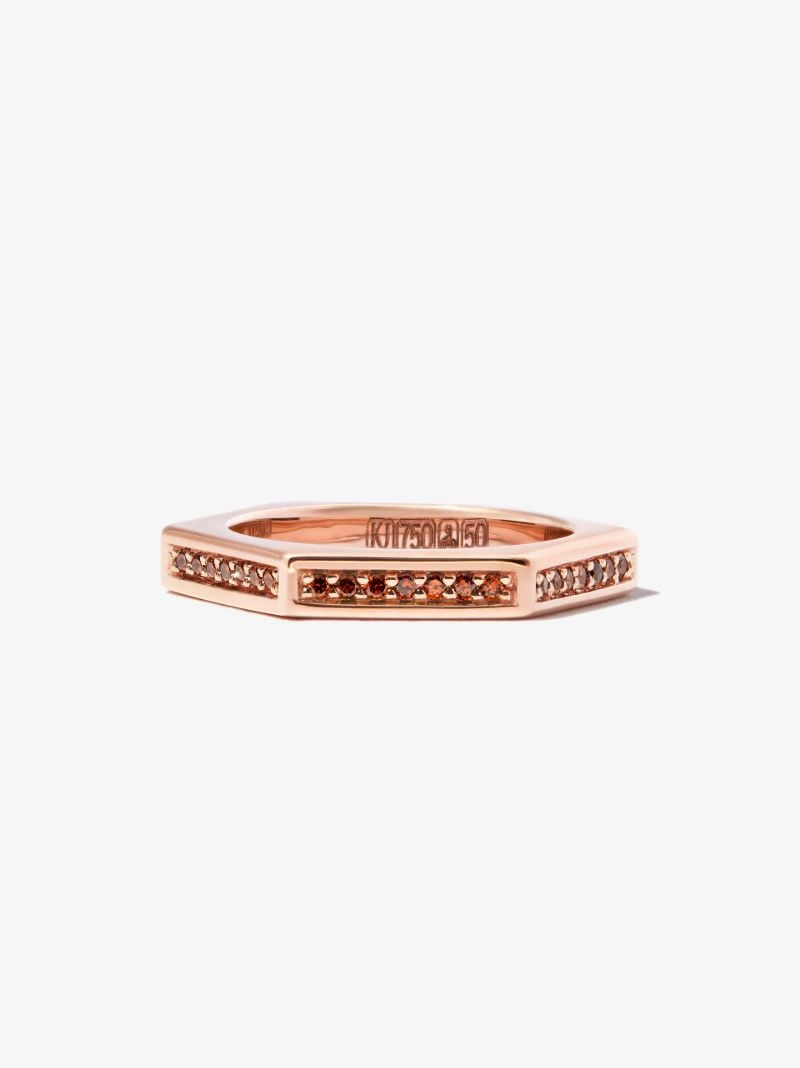 18k Rose Gold Hexagon Diamond Ring