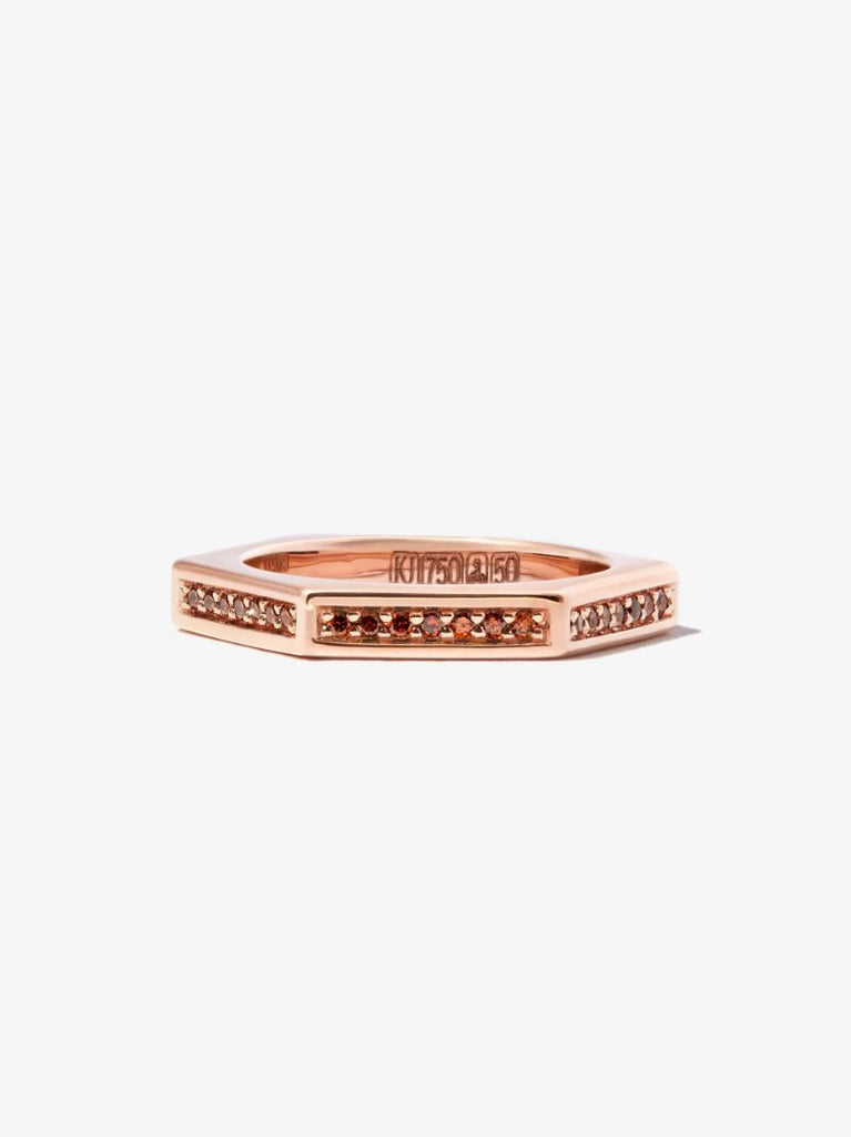 18k Rose Gold Hexagon Diamond Ring
