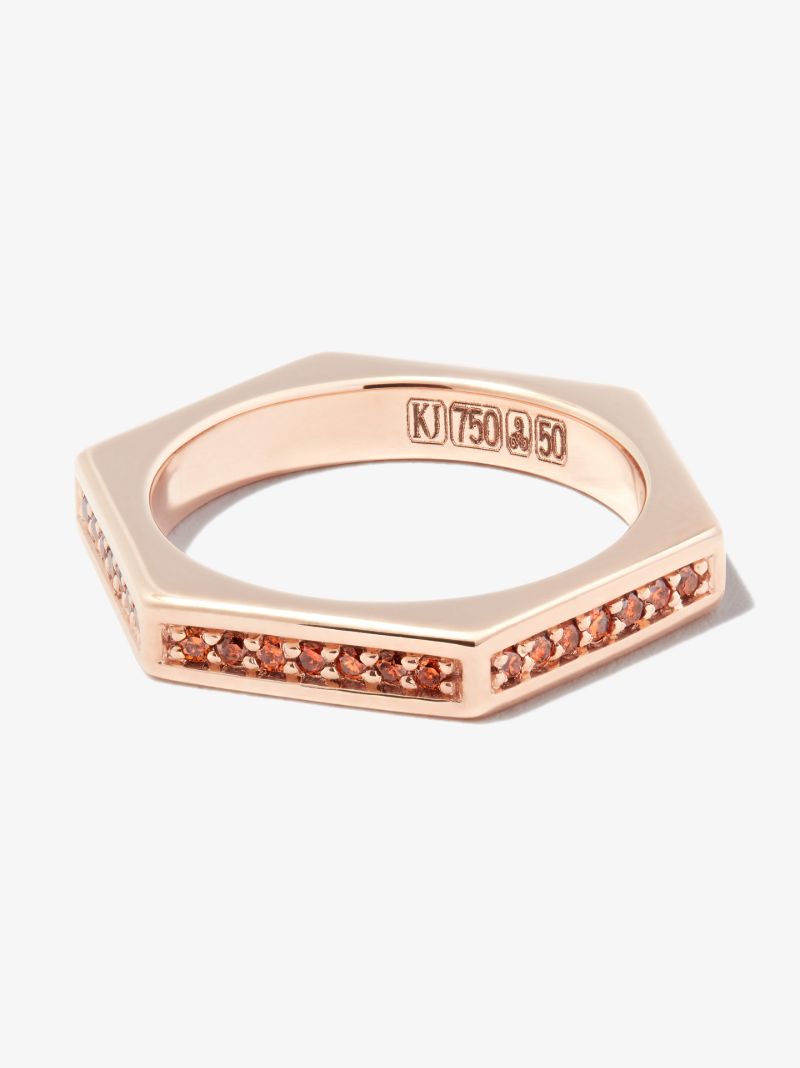 18k Rose Gold Hexagon Diamond Ring