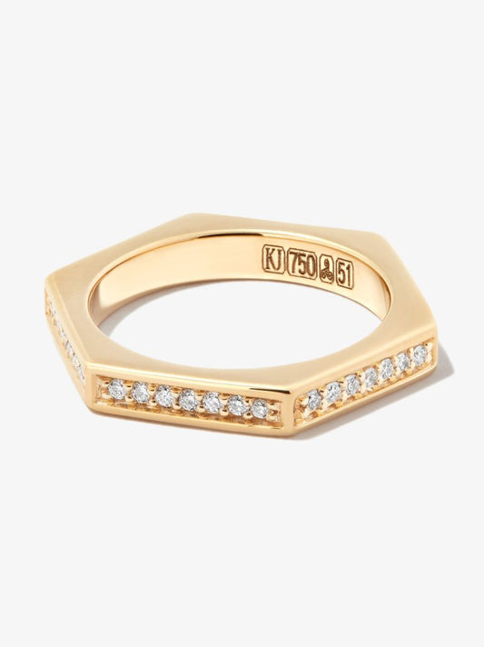 18k Yellow Gold Fortis Hexagon Diamond Ring