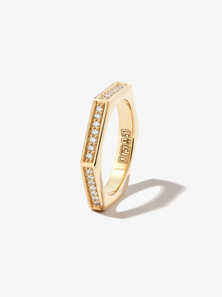 18k Yellow Gold Fortis Hexagon Diamond Ring