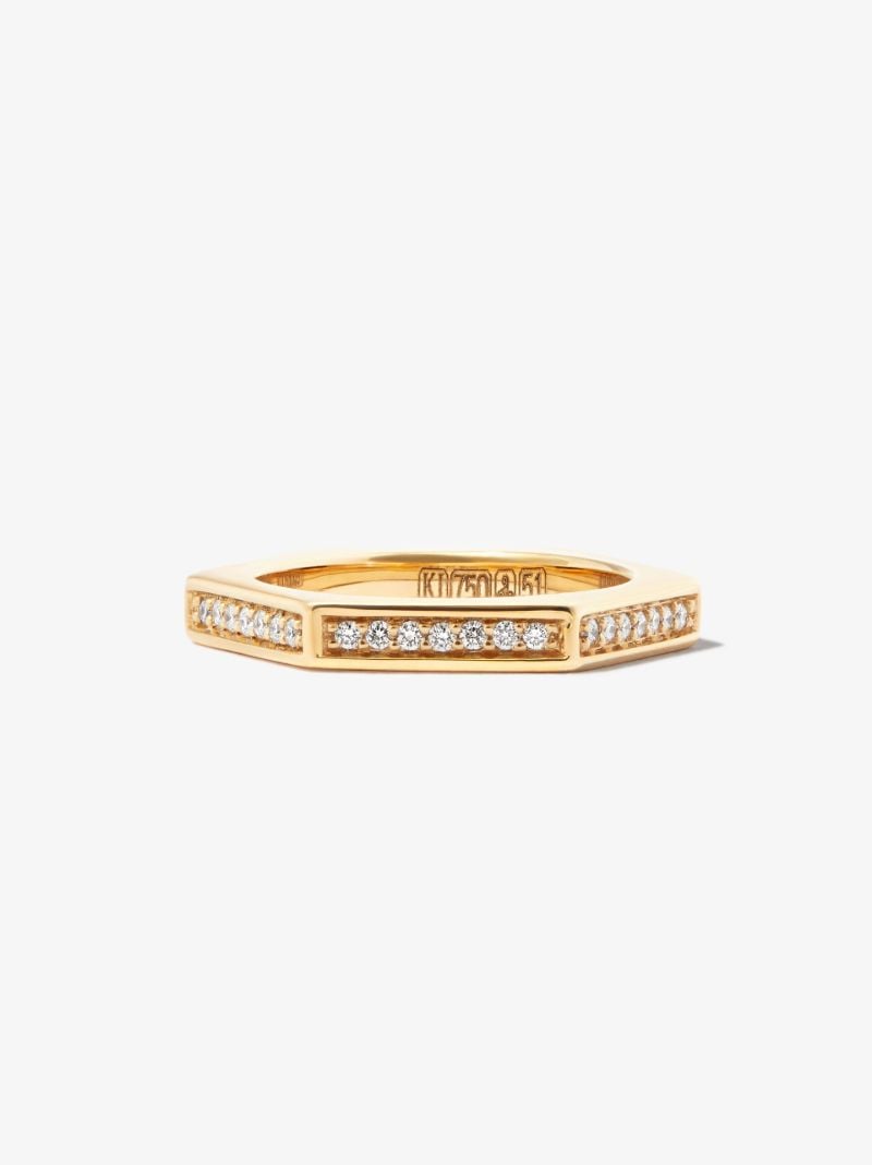 18k Yellow Gold Fortis Hexagon Diamond Ring