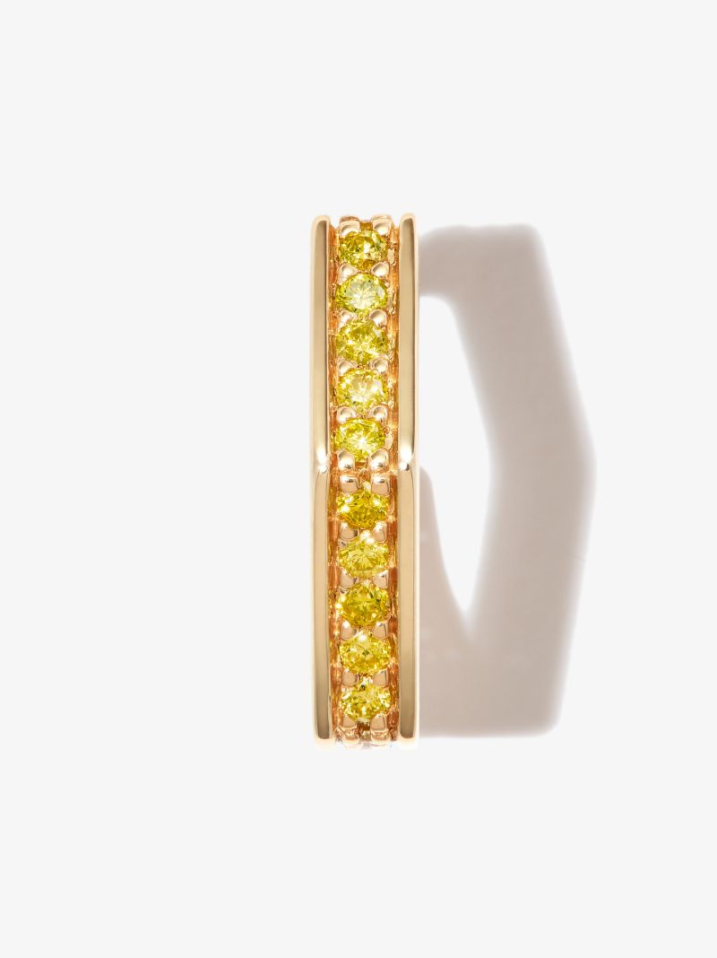 18k Yellow Gold Fortis Small Hexagon Diamond Hoop Earring