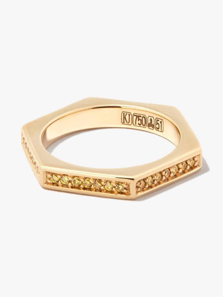 18k Yellow Gold Solis Hexagon Diamond Ring