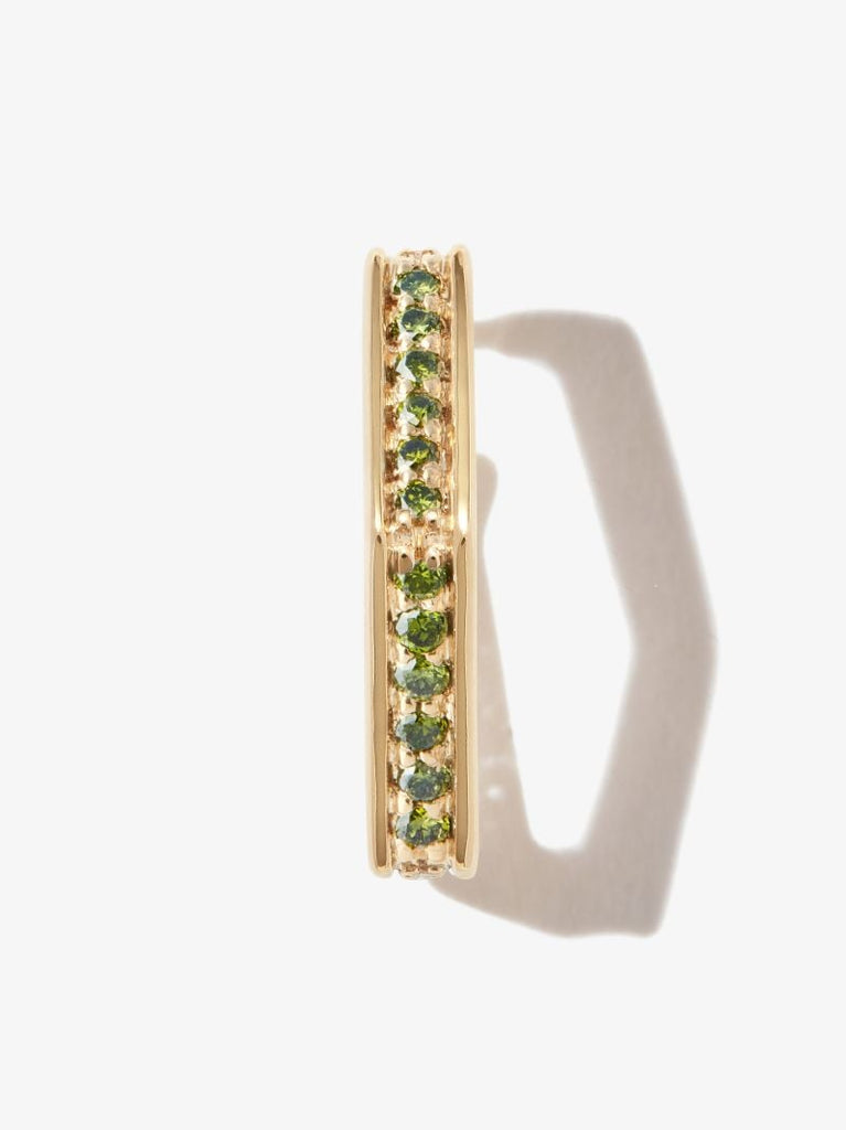 18k Yellow Gold Fortis Medium Hexagon Diamond Hoop Earring