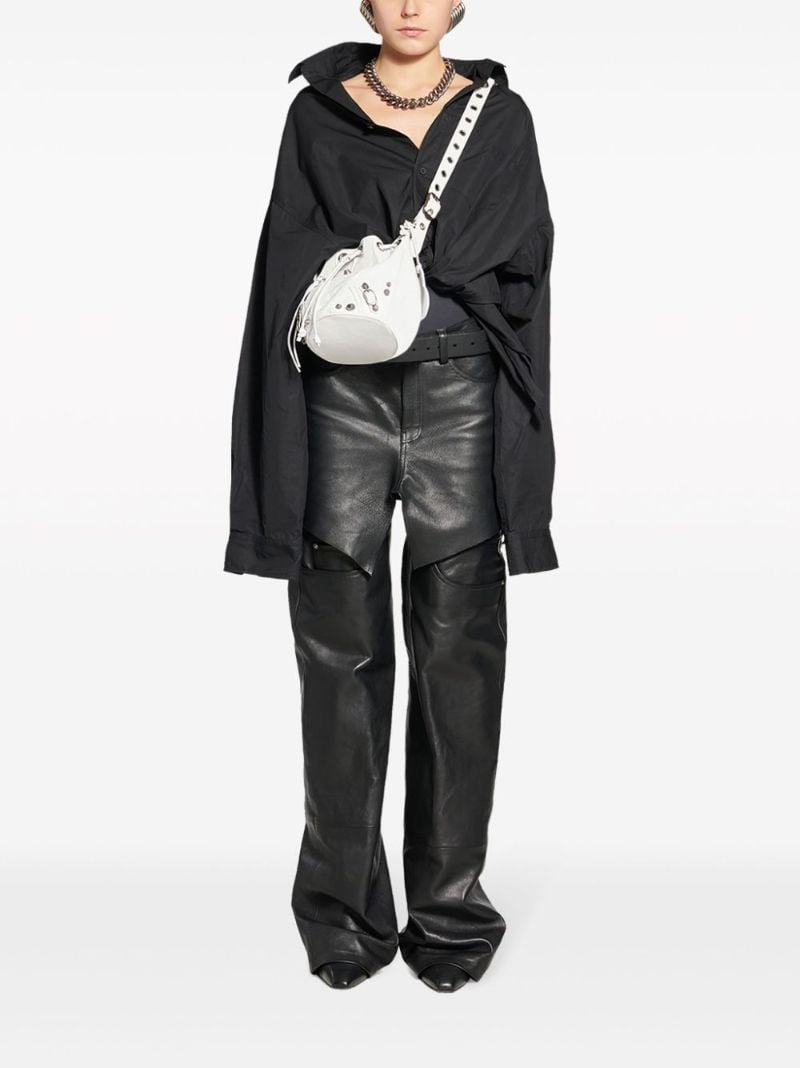 White Le Cagole Mini Leather Bucket Bag