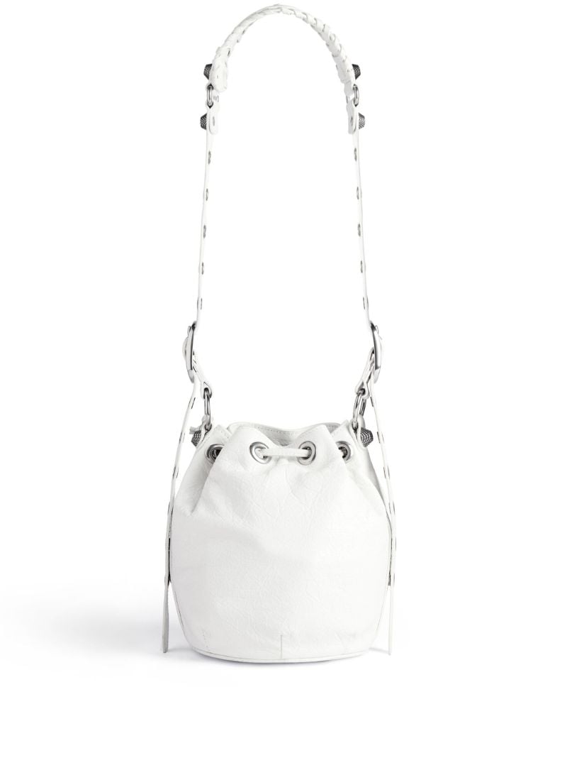White Le Cagole Mini Leather Bucket Bag